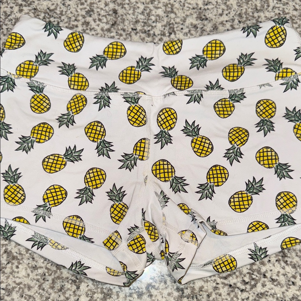 Savage Barbell White Shorts with Pineapple Print